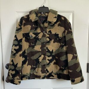 Betsey Johnson camouflage Sherpa teddy jacket